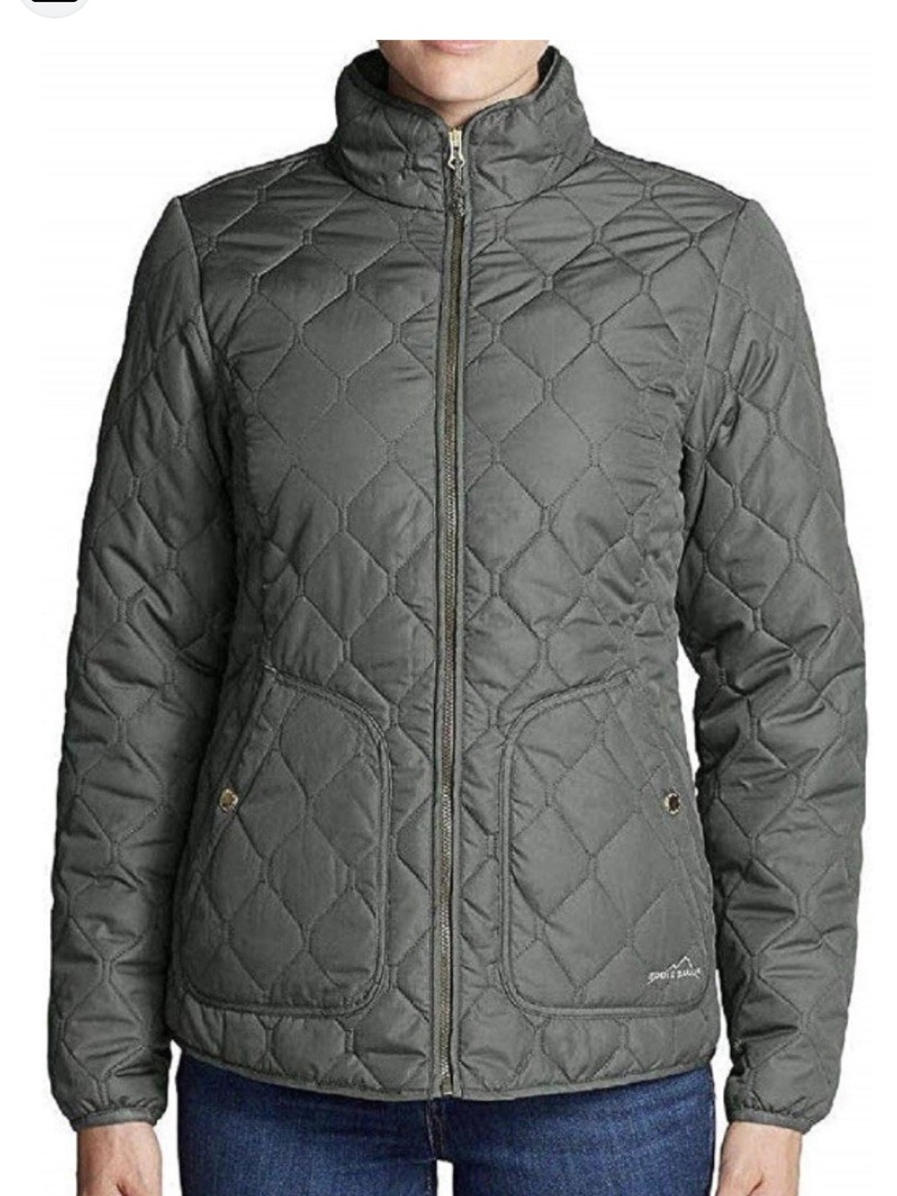 Eddie Bauer Mod Quilted Women's Field Jacket Caper Green Small Countryside